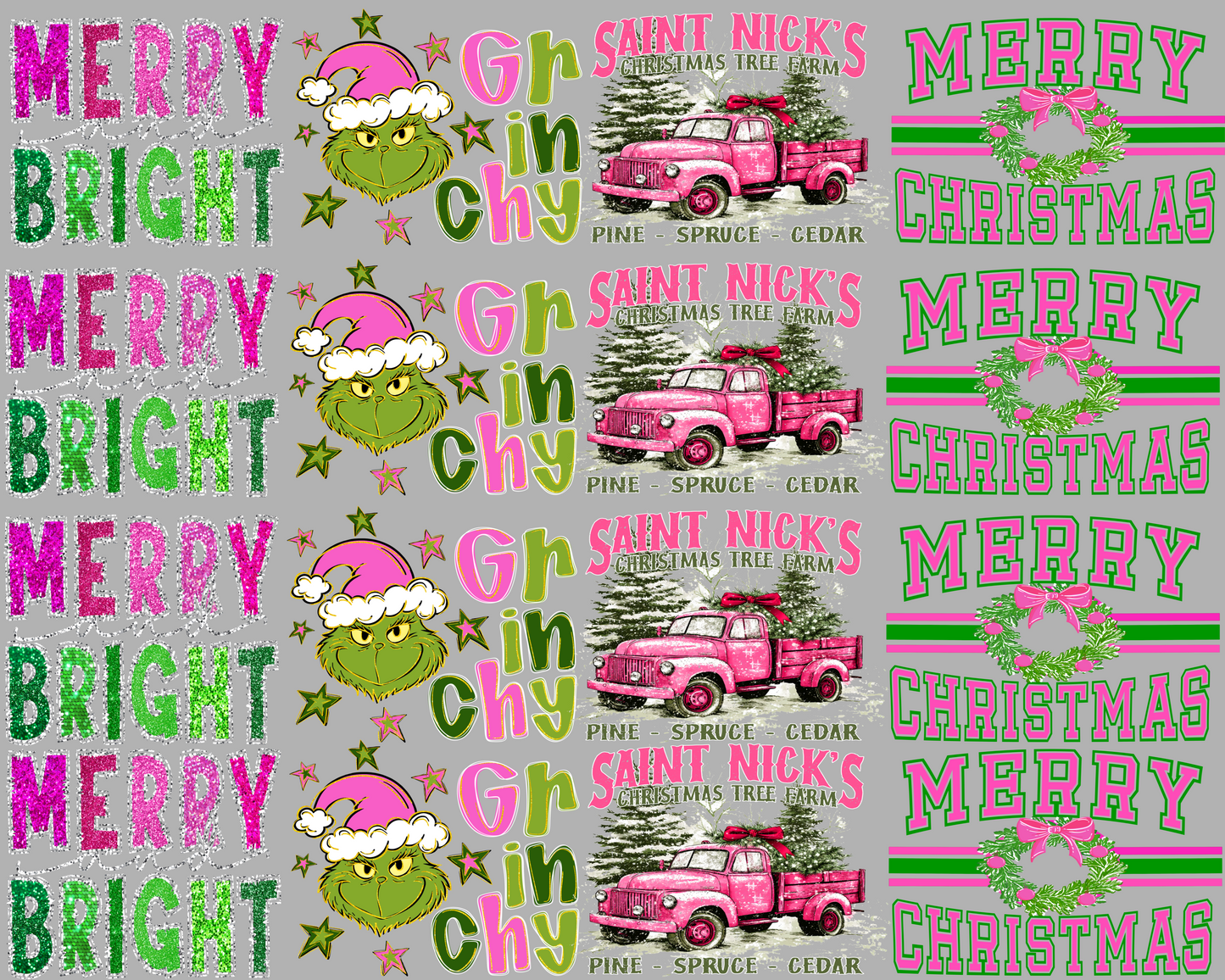 PINK TREE CHRISTMAS PREMADE GANG SHEET
