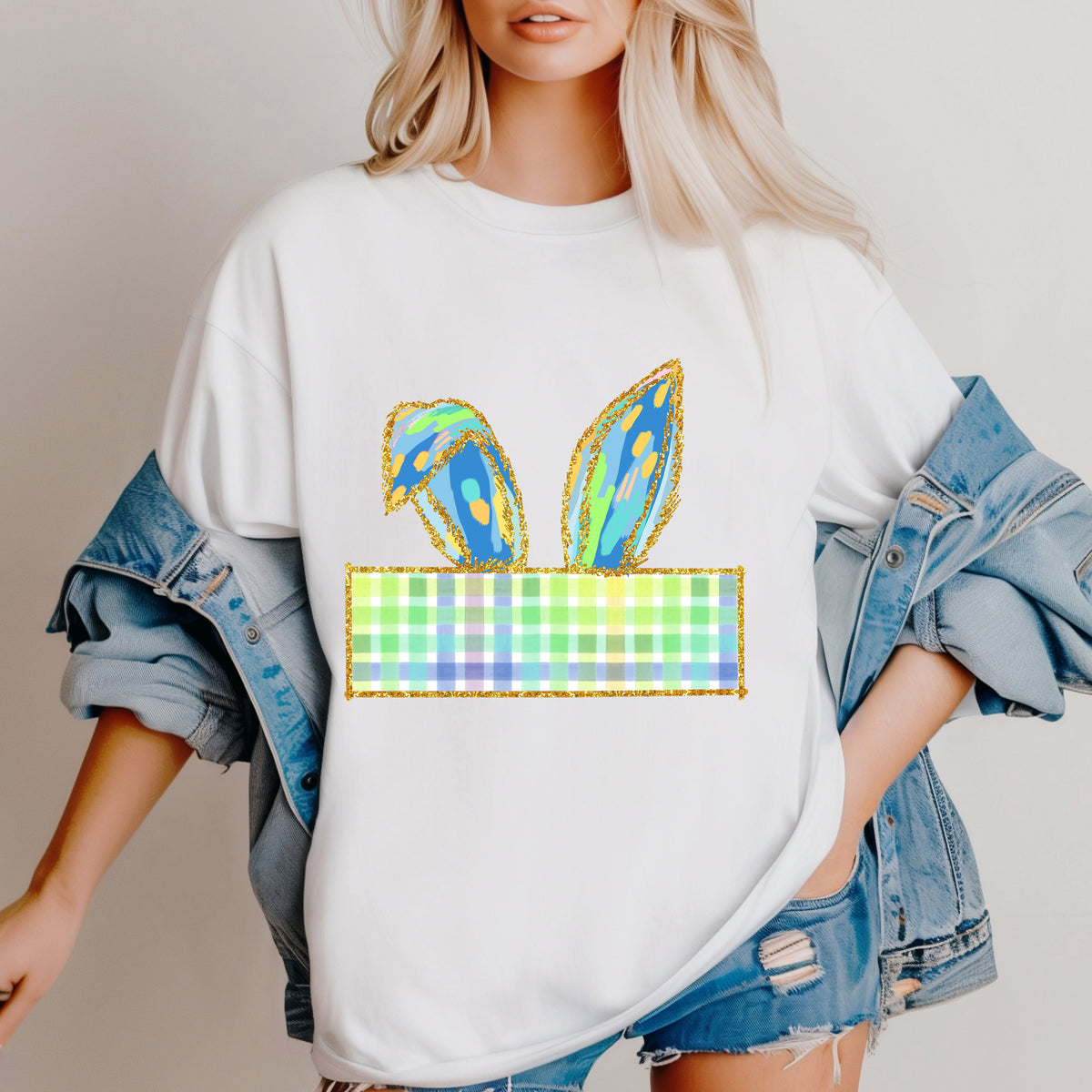 Green Custom Easter Bunny Ears- send names in messages/Notes