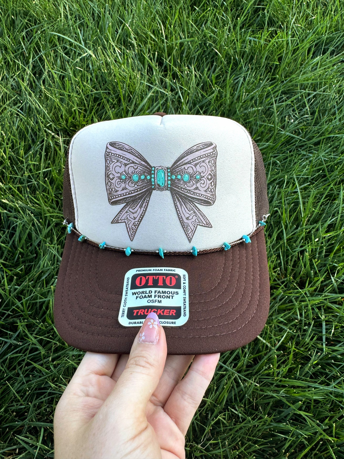 Leather Bow w Turq