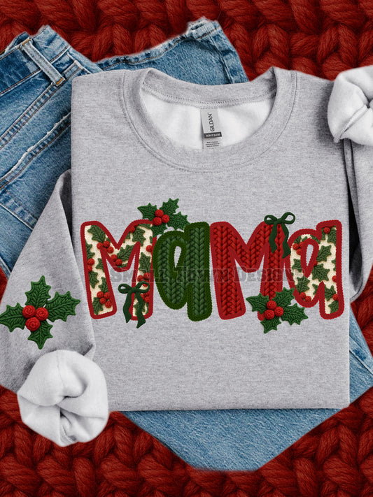 Mama Christmas with poinsetta sleeve
