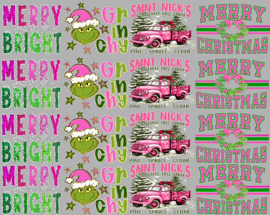 PINK TREE CHRISTMAS PREMADE GANG SHEET